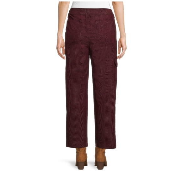 Time and Tru Women's Corduroy Straight Utility Pants, Inseam 27" Rustic Plum - Picture 2 of 7